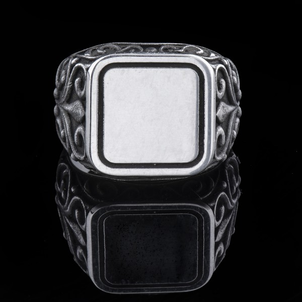 sterling silver decorated signet ring
